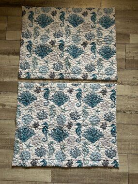 Love's Cabin Beach Seashore Print Quilted Pair Pillow Shams 23" x 28"